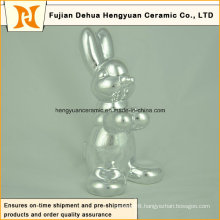 Animal Shaped Ceramic Craft, Plating Sliver Ceramic Rabbit for Easter Decoration